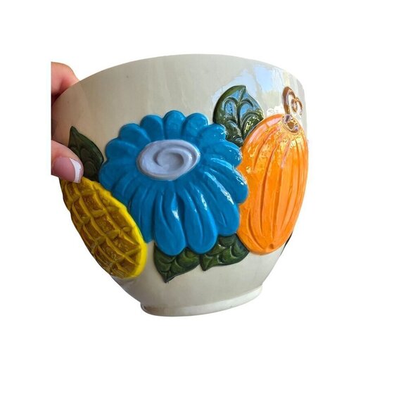 Colorful Ceramic Bowl With 3D Fruit & Floral Design - Picture 12 of 13